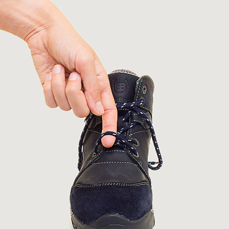 Bareback Blair Storm waterproof jodhpur boots in blue leather, detail view