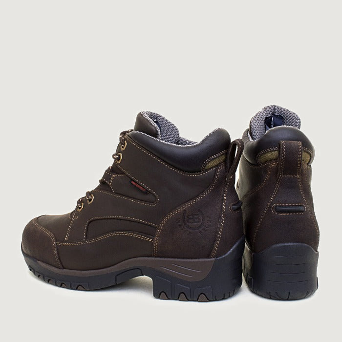 Bareback Blair Storm waterproof boots in brown, rear three-quarter view of the pair