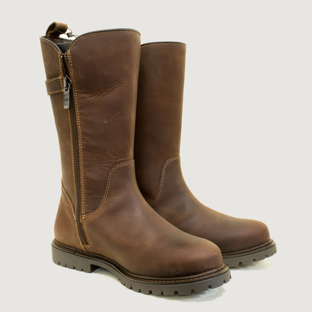 Quebec Waterproof Zip Up Mid Calf Boots - Chestnut - Size 39 - Factory Second 827b