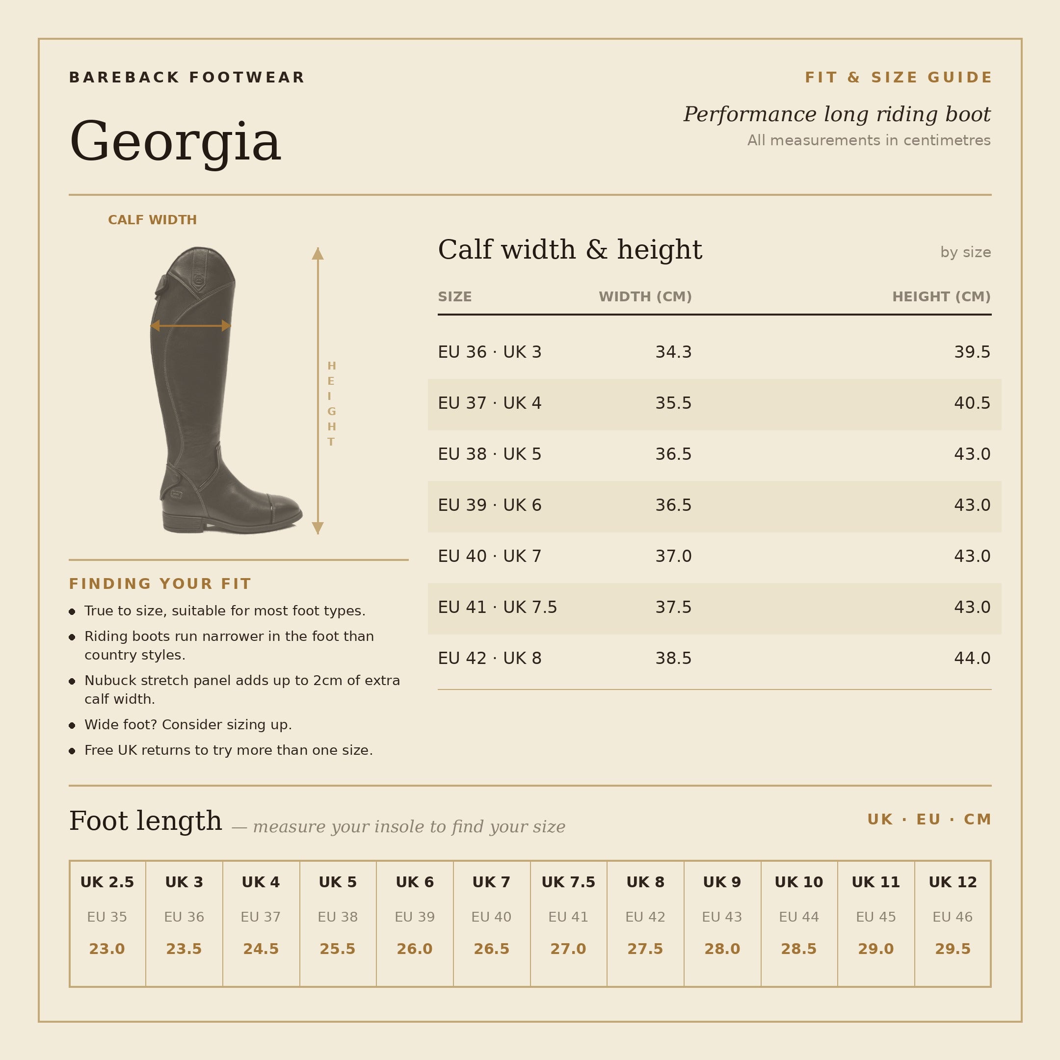 Bareback Georgia long riding boots in black