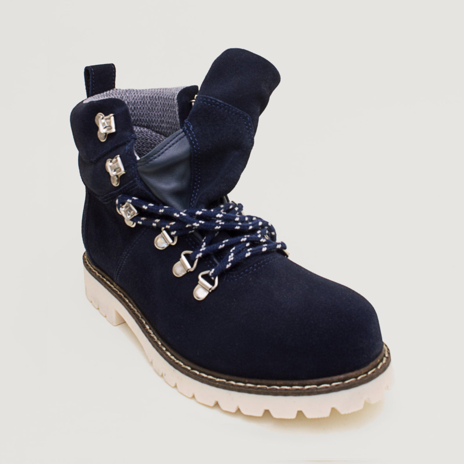 Bareback Chicago waterproof boots in blue leather, showing the elasticated side gusset