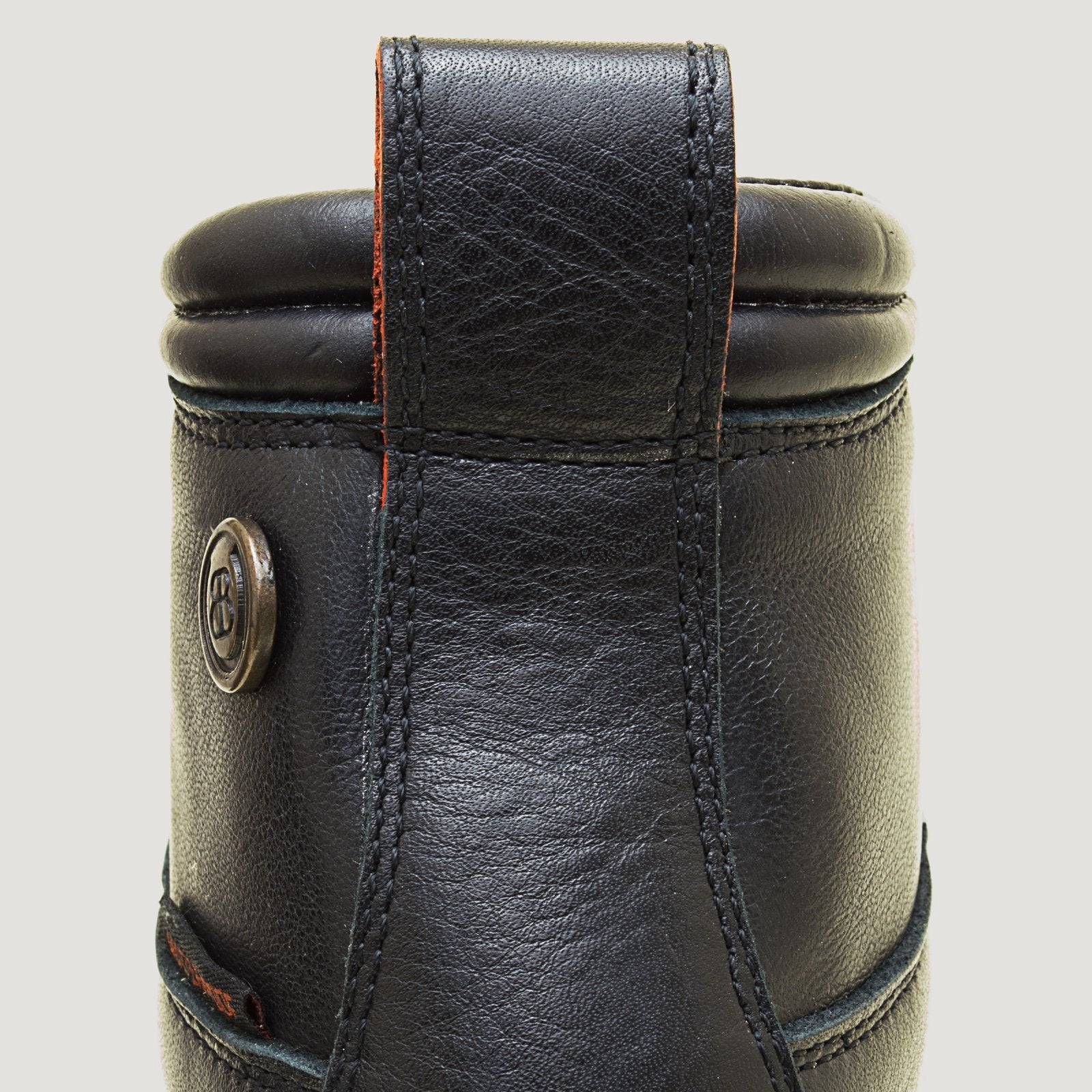 Bareback Idaho Storm waterproof jodhpur riding boots in black leather, close-up of the pull tab