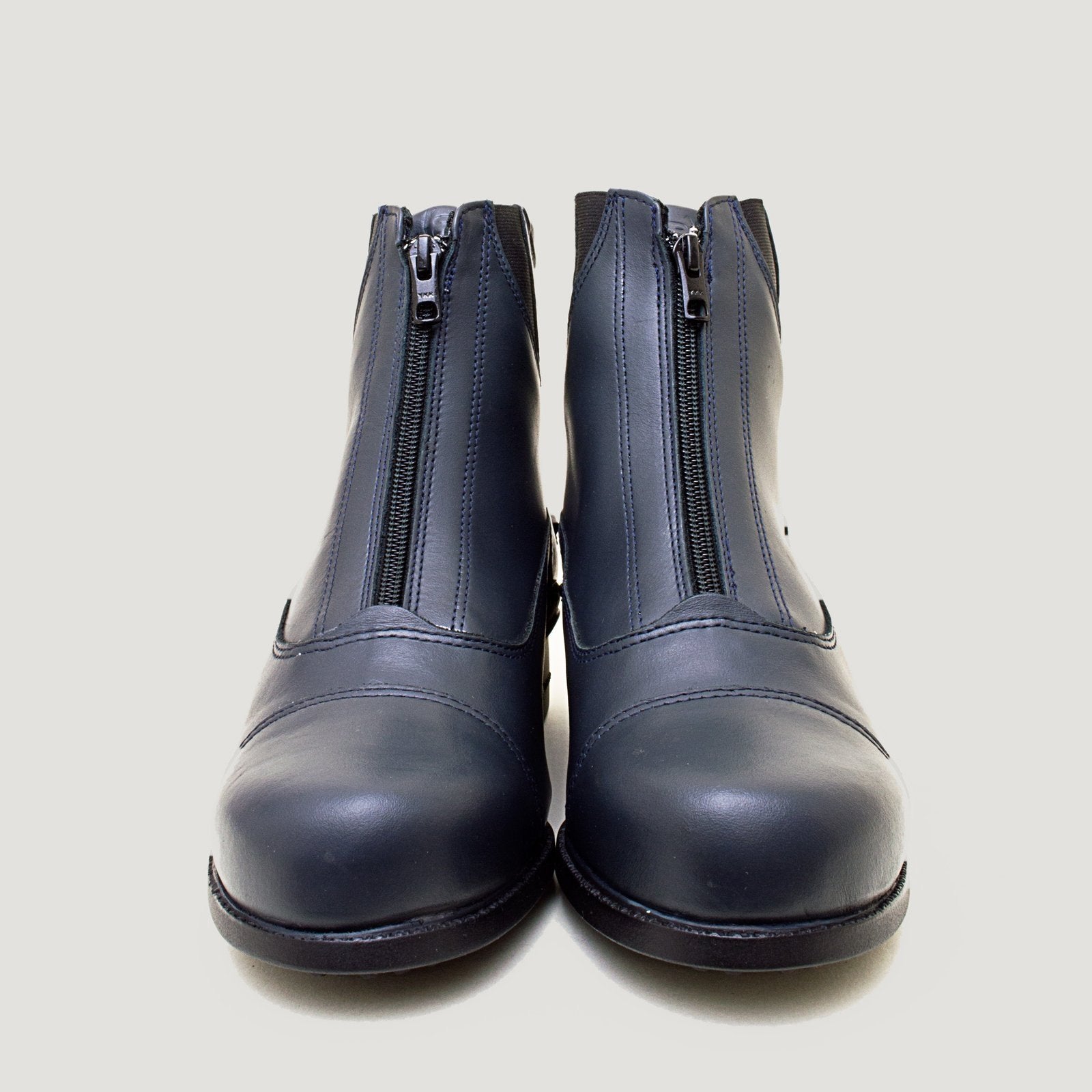 Bareback Idaho Storm waterproof jodhpur riding boots in navy leather, front view of the pair