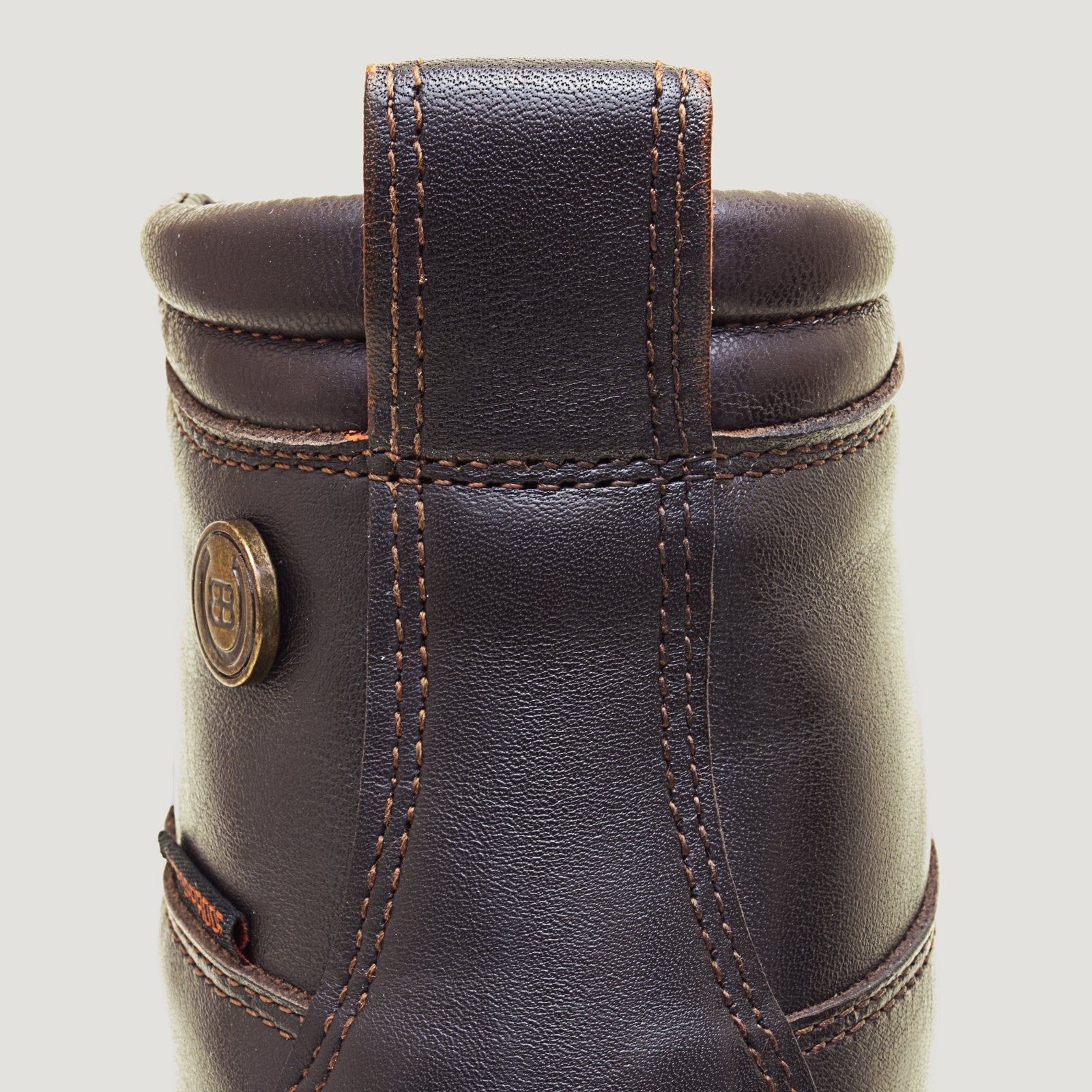 Bareback Idaho Storm waterproof jodhpur riding boots in brown leather, close-up of the pull tab