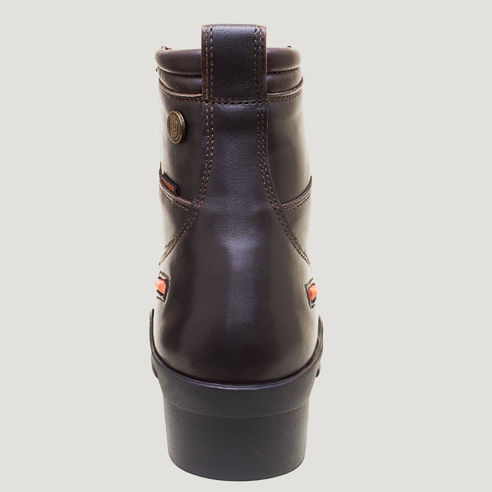 Bareback Idaho Storm waterproof jodhpur riding boots in brown leather, showing the spur rests
