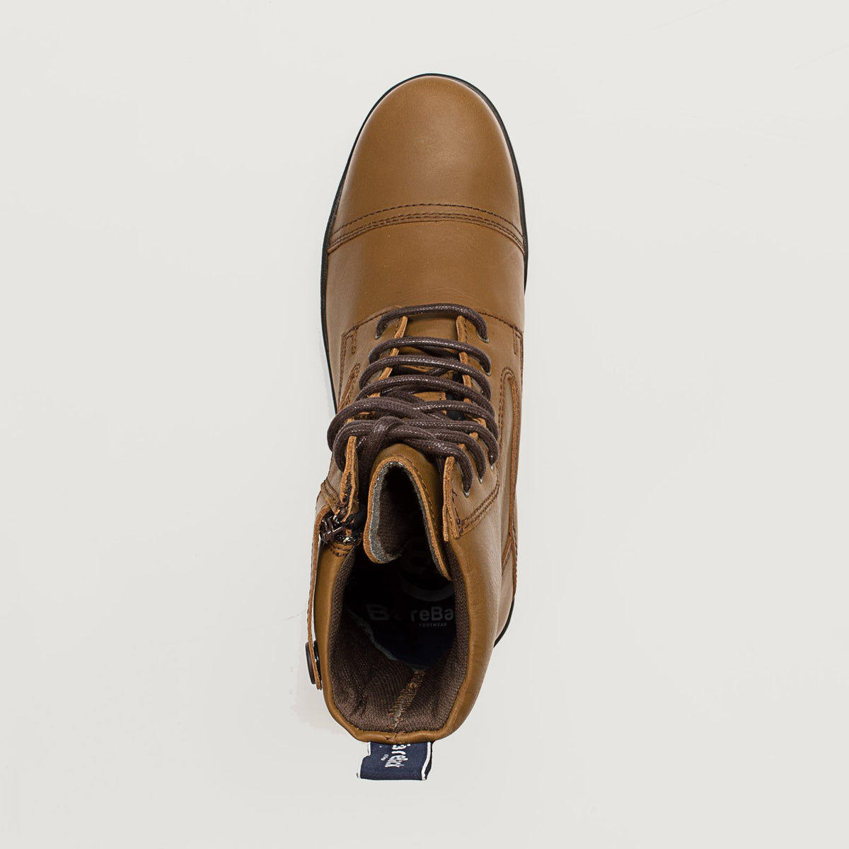 Bareback Kentucky Storm waterproof jodhpur boots in mocha, top-down view into the boot showing the lining