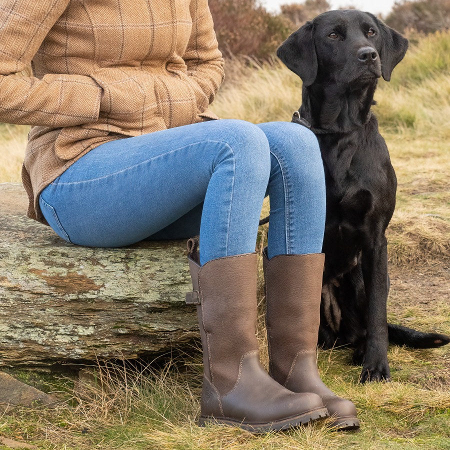 Bareback Quebec waterproof mid-calf boots in brown leather, alternate view
