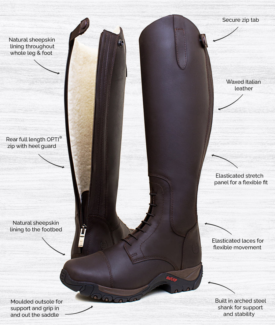 Nebraska Wool-lined Long Riding Field Boots - Brown – Bareback Footwear
