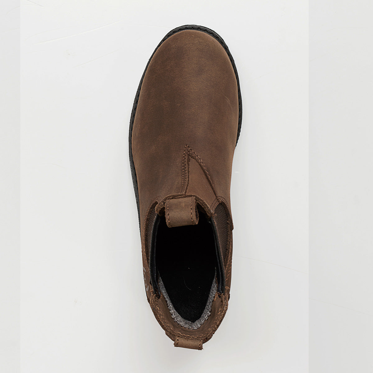 Bareback Vancouver Storm waterproof boots in brown, top-down view into the boot showing the lining