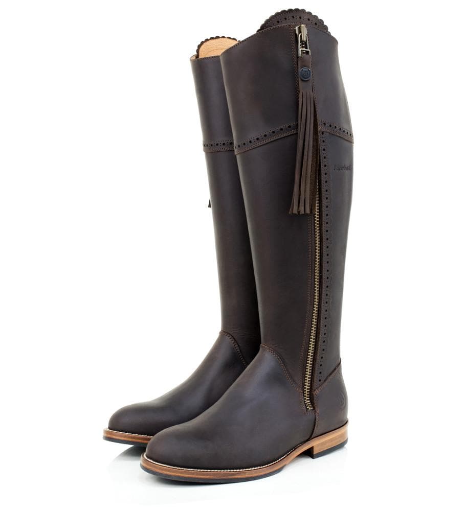 Sovereign Waxed Leather Boots with Tassel - Brown - Bareback Footwear