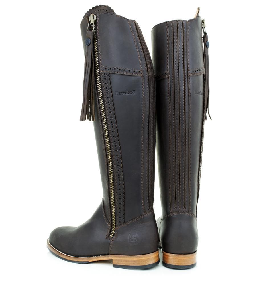 Sovereign Waxed Leather Boots with Tassel - Brown - Bareback Footwear